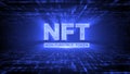 NFT concept - NFT nonfungible tokens on dark blue technology background Royalty Free Stock Photo