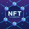 Concept of NFT ,non-fungible token with network vector Royalty Free Stock Photo