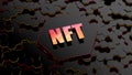 NFT 3d image. Blockchain Non Fungible Token idea. Computer chip NFT on digital background. Cryptocurrency
