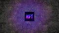 3d NFT image. Blockchain Non Fungible Token idea. Computer chip NFT on digital background. Cryptocurrency
