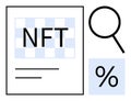 NFT document under magnifying glass with percentage symbol in modern flat design Royalty Free Stock Photo