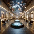 An nft gallery lobby, Ai generated image Royalty Free Stock Photo
