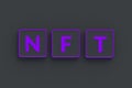 NFT inscription on neon buttons. Non-fungible token