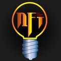 nft logo in the form of a light bulb with an inscription on a dark background