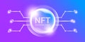 NFT modern violet horizontal banner design template with shiny lights. NFT modern style violet banner, label, sticker