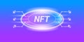 NFT modern violet horizontal banner design template with shiny lights. NFT modern style violet banner, label, sticker