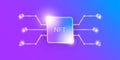 NFT modern violet horizontal banner design template with shiny lights. NFT modern style violet banner, label, sticker