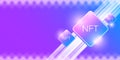 NFT modern violet horizontal banner design template with shiny lights. NFT modern style violet banner, label, sticker