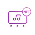 NFT music icon. Outline style icon for mobile concept and web design. Non fungible token music glyph icon.