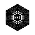 NFT non fungible token. Black and white