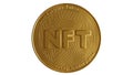 Nft - non fungible token concept. 3d render - Coin with inscription NFT