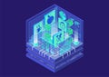 NFT non-fungible token concept infographic. 3d isometric vector illustration of this blockchain technology to sell and purchase di