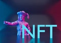 NFT, non fungible token. Creation of digital, crypto art, sale on NFT marketplace. Selling games characters, blockchain Royalty Free Stock Photo