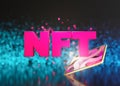 NFT, non fungible token. Creation of digital, crypto art, sale on NFT marketplace. Selling games characters, blockchain Royalty Free Stock Photo