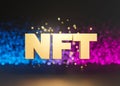 NFT, non fungible token. Creation of digital, crypto art, sale on NFT marketplace. Selling games characters, blockchain Royalty Free Stock Photo