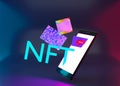 NFT, non fungible token. Creation of digital, crypto art, sale on NFT marketplace. Selling games characters, blockchain Royalty Free Stock Photo