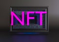 NFT, non fungible token. Creation of digital, crypto art, sale on NFT marketplace. Selling games characters, blockchain Royalty Free Stock Photo