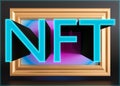 NFT, non fungible token. Creation of digital, crypto art, sale on NFT marketplace. Selling games characters, blockchain Royalty Free Stock Photo