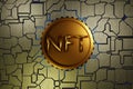NFT non fungible token on a hard surface motherboard. Crypto currency, 3D rendering Royalty Free Stock Photo
