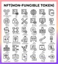 NFT Non fungible token icons set