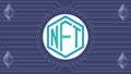 NFT Non fungible token sign, Ethereum blockchain concept, crypto art.