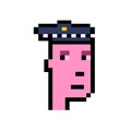 NFT non fungible tokens crypto art, POLICE CAP cryptopunks, NFT blockchain, Pixel art character on white background