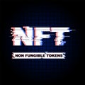 NFT Non Fungible tokens. modern glitch distort. vector illustration