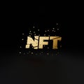 NFT nonfungible tokens concept on dark background - NFT word on abstract technology surface. 3d rendering Royalty Free Stock Photo
