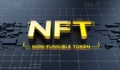 NFT nonfungible tokens concept on dark background - NFT word on abstract technology surface