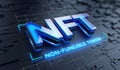 NFT nonfungible tokens concept on dark background - NFT word on abstract technology surface