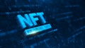 NFT nonfungible tokens concept on dark blue background Royalty Free Stock Photo