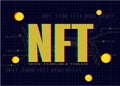 NFT nonfungible tokens text on dark background. Crypto art concept. Pay for unique collectibles in games or art. Royalty Free Stock Photo