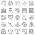 NFT Technology Types outline icons set. Non-Fungible Token vector symbols