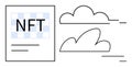 NFT Digital Asset Document Floating Amid Abstract Cloud Design and Minimalist Lines Royalty Free Stock Photo