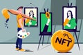 NFT Token Cryptocurrency Flat Composition