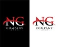 NG, GN letters company logo design swoosh design vector