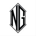 NG Logo monogram with shieldshape and outline design template vector icon abstract Royalty Free Stock Photo