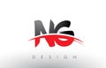 NG N G Brush Logo Letters with Red and Black Swoosh Brush Front