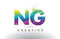 NG N G Colorful Letter Origami Triangles Design Vector.