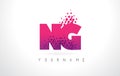 NG N G Letter Logo with Pink Purple Color and Particles Dots Design.