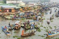 Nga Nam floating market in the morning, Nga Nam town, Soc Trang province