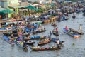 Nga Nam floating market in Soc Trang, Vietnam Royalty Free Stock Photo