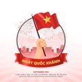 Ngay Quoc Khanh or Vietnam National Day background with waving flag