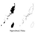 Ngerulmud, Republic of Palau. Detailed Country Map with Location Pin on Capital City.