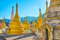 Nget Pyaw Taw Paya stupas at the mountain foot, Pindaya, Myanmar