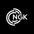 NGK letter logo design. NGK monogram initials letter logo concept. NGK letter design in black background Royalty Free Stock Photo