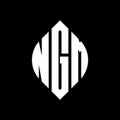 NGM circle letter logo design with circle and ellipse shape. NGM ellipse letters with typographic style. The three initials form a Royalty Free Stock Photo