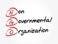 NGO - Non-Governmental Organization acronym, business concept background