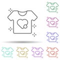 Ngo t-shirt heart drop multi color icon. Simple thin line, outline vector of no gubernamental organization icons for ui and ux,