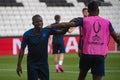 Ngolo Kante on pre match training of Super Cup Chelsea vs Liverpool Royalty Free Stock Photo